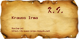 Krauss Irma névjegykártya