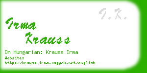 irma krauss business card
